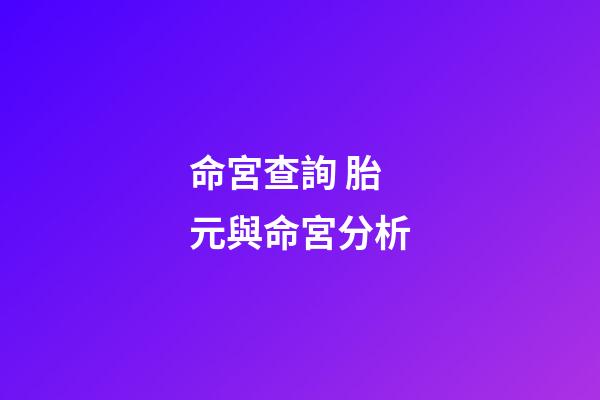 命宮查詢 胎元與命宮分析